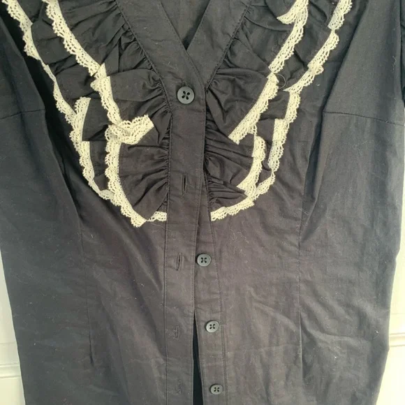 Odille Black and White Ruffled Blouse - Picture 3 of 9